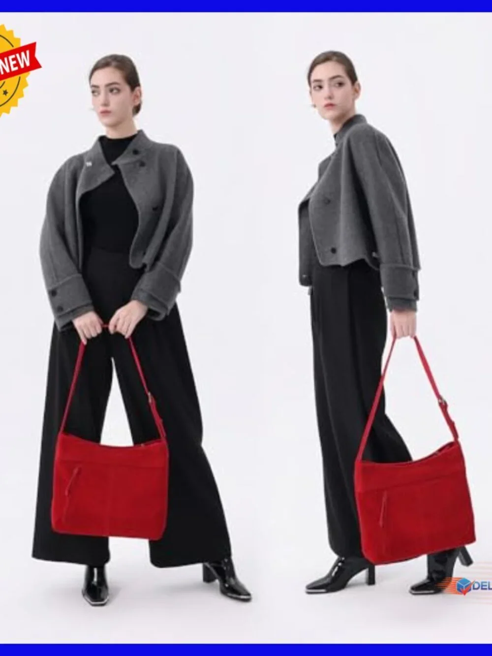 Genuine Suede Leather Hobo Tote with Adjustable Crossbody Strap and Zip Top